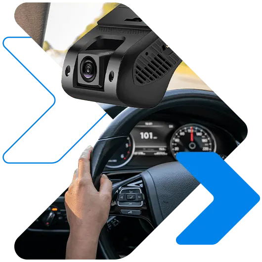 Cámara dash cam instalada en vehículo para video telemática y monitoreo de conducción