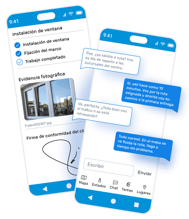 Lista de tareas digitales y comprobantes de entrega
